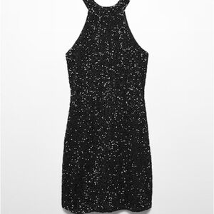Mango Sequined halter neck dress